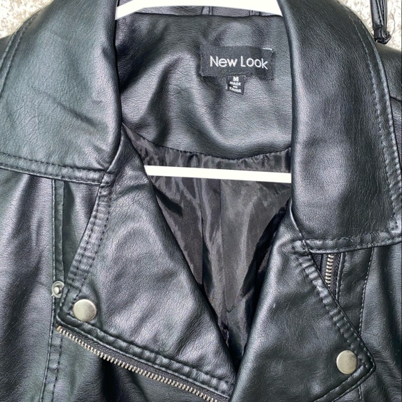 Faux Leather Black Jacket Size Medium - Picture 2 of 3